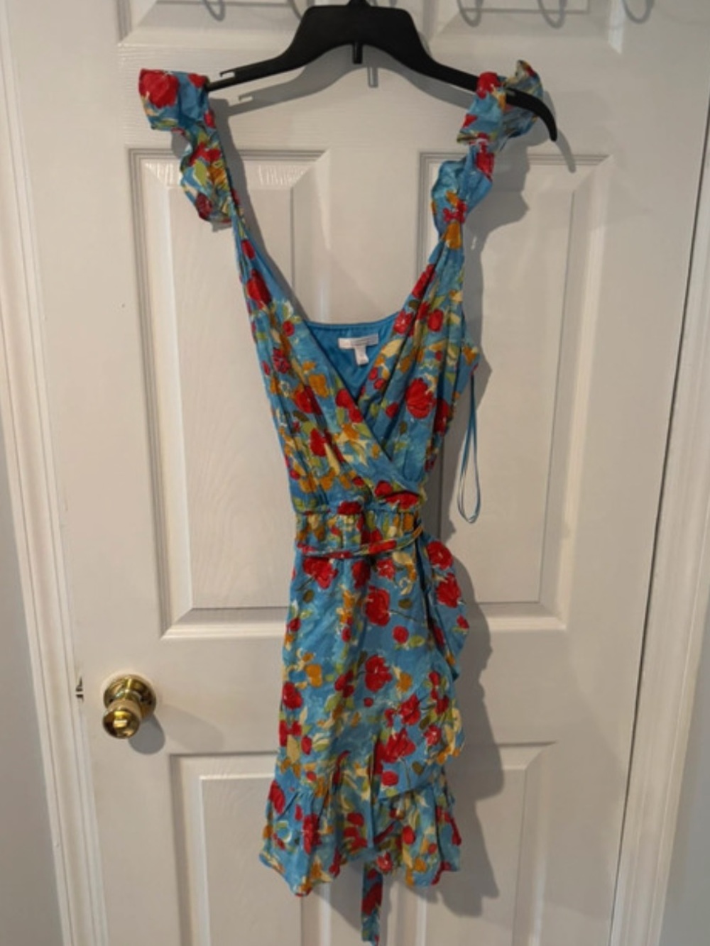 Lauren Conrad Floral Ruffle One-Piece Romper in Blue